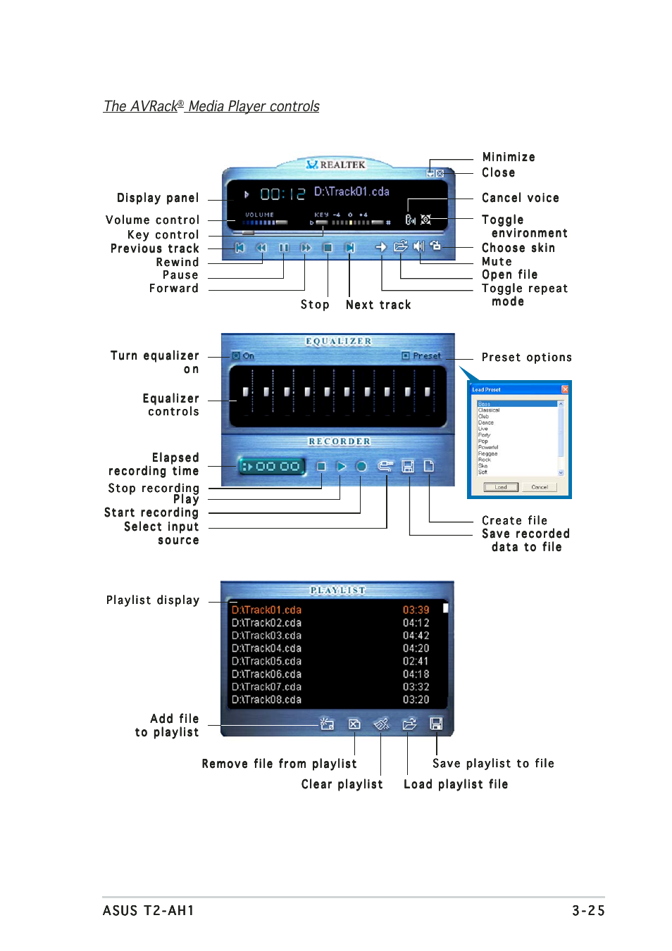 The avrack, Media player controls | Asus Terminator 2 Barebone System T2-AH1 User Manual | Page 71 / 122