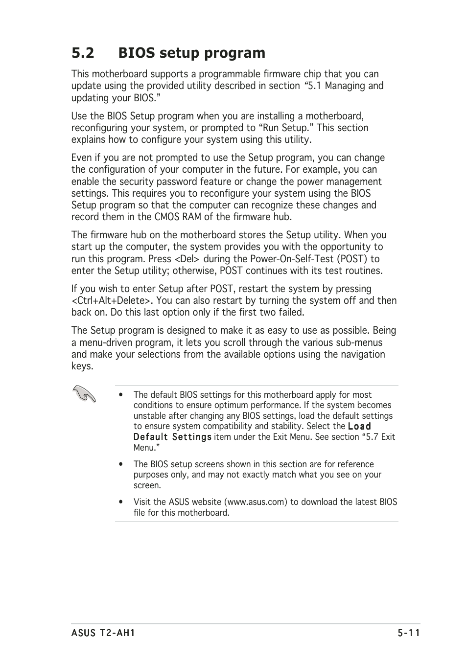 2 bios setup program | Asus Terminator 2 Barebone System T2-AH1 User Manual | Page 93 / 122