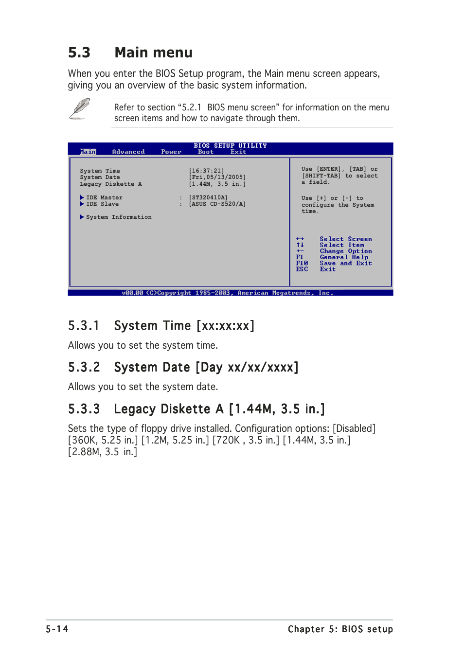 3 main menu | Asus Terminator 2 Barebone System T2-AH1 User Manual | Page 96 / 122