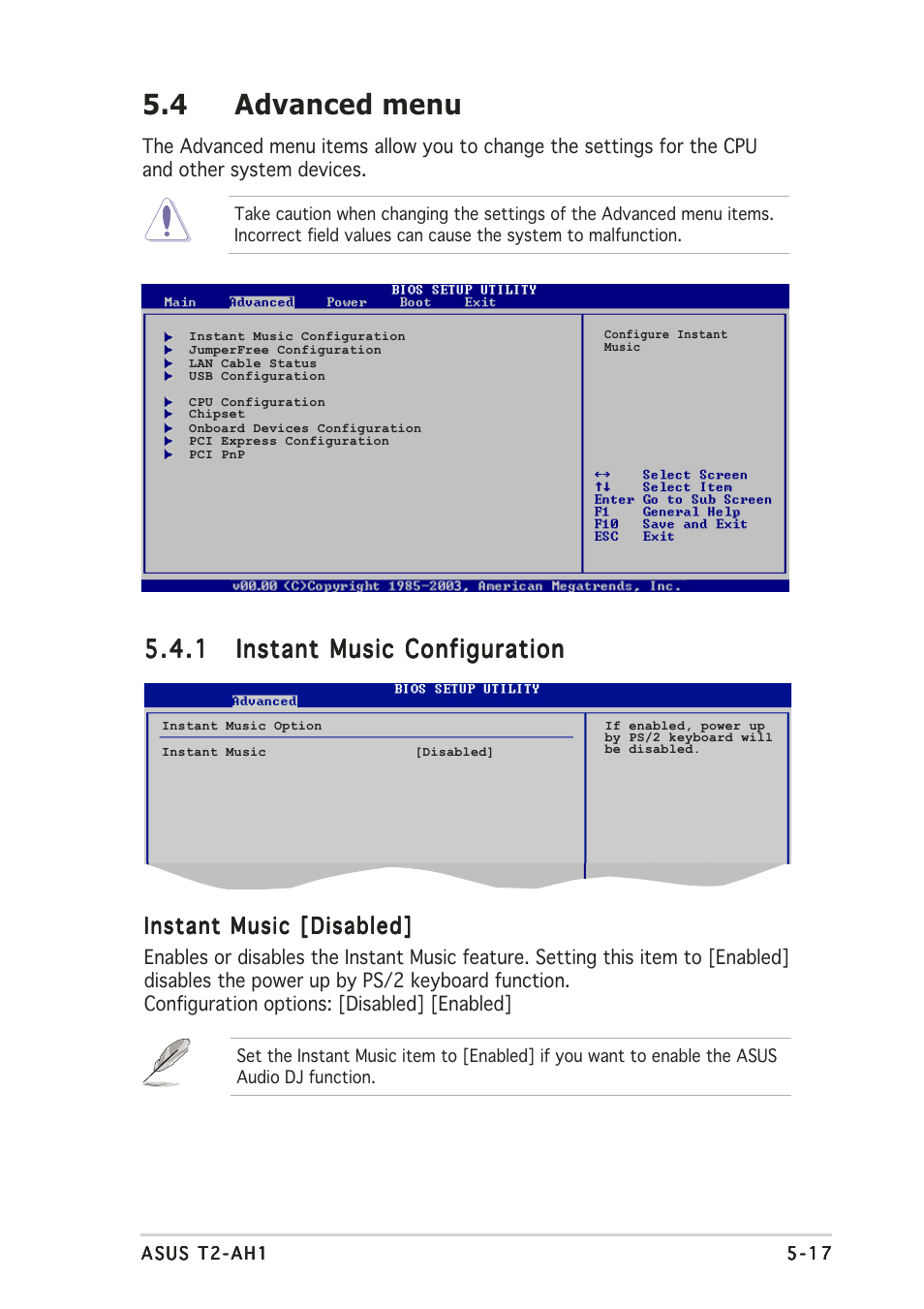 4 advanced menu | Asus Terminator 2 Barebone System T2-AH1 User Manual | Page 99 / 122