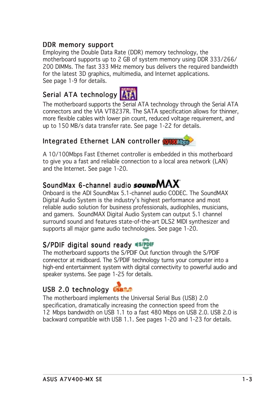 Asus A7V400-MX SE User Manual | Page 13 / 72