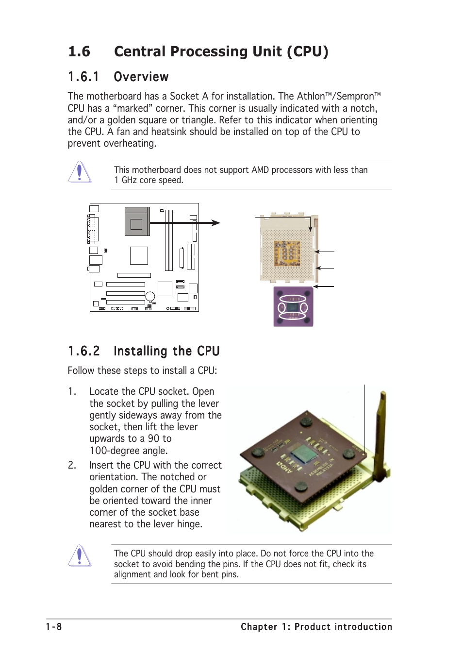 6 central processing unit (cpu), 1 overview overview overview overview overview | Asus A7V400-MX SE User Manual | Page 18 / 72