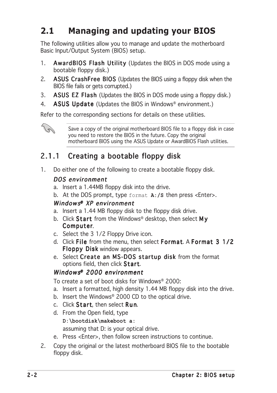 1 managing and updating your bios | Asus A7V400-MX SE User Manual | Page 38 / 72