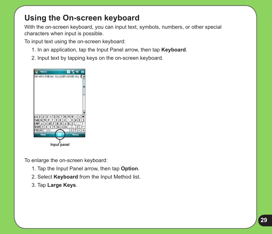 Using the on-screen keyboard | Asus P526 User Manual | Page 29 / 122