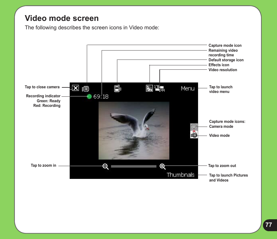 Video mode screen | Asus P526 User Manual | Page 77 / 122