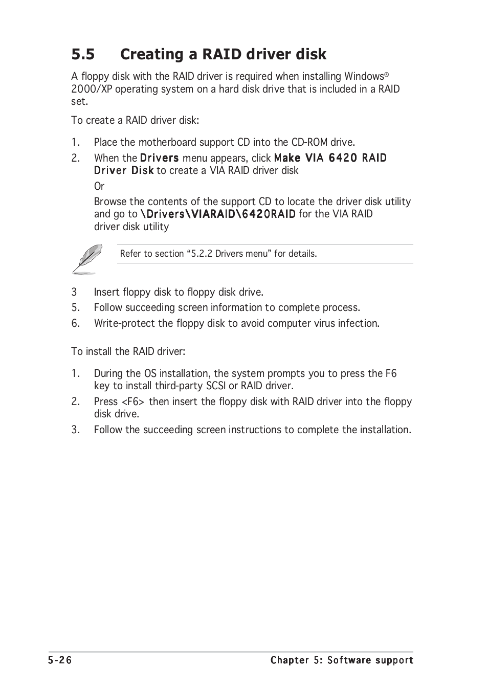 5 creating a raid driver disk | Asus A8V-E User Manual | Page 140 / 142