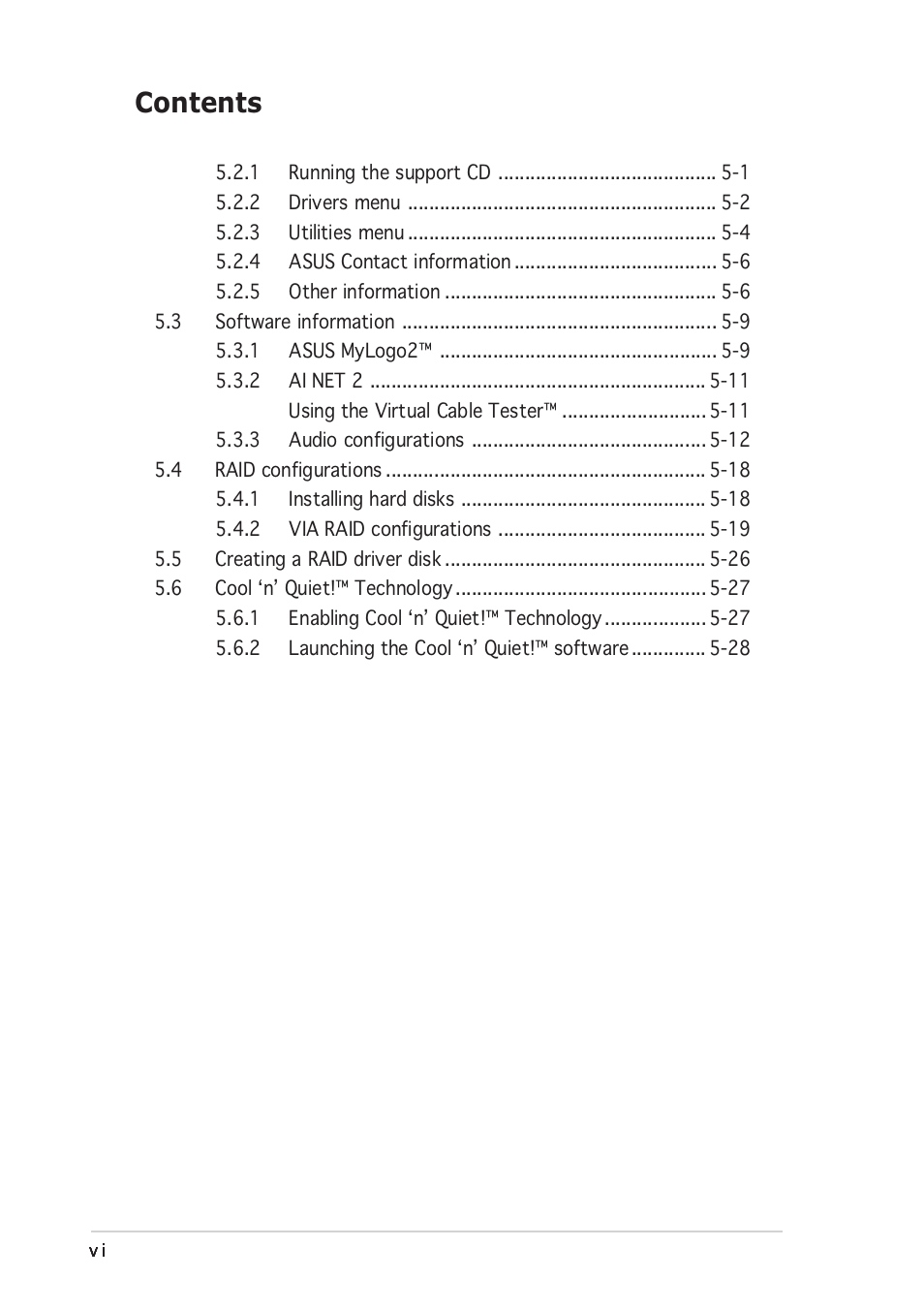 Asus A8V-E User Manual | Page 6 / 142