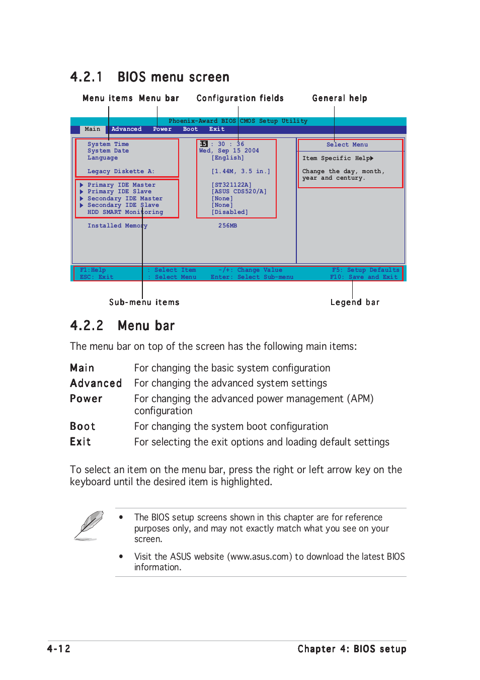 2 menu bar menu bar menu bar menu bar menu bar | Asus A8V-E User Manual | Page 78 / 142