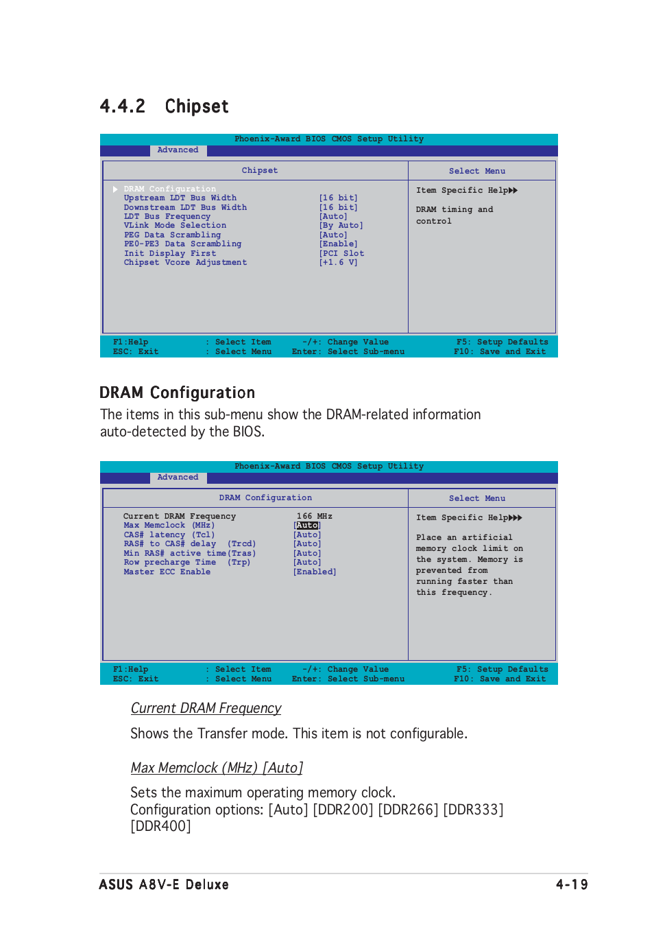 2 chipset chipset chipset chipset chipset, Dram configuration | Asus A8V-E User Manual | Page 85 / 142