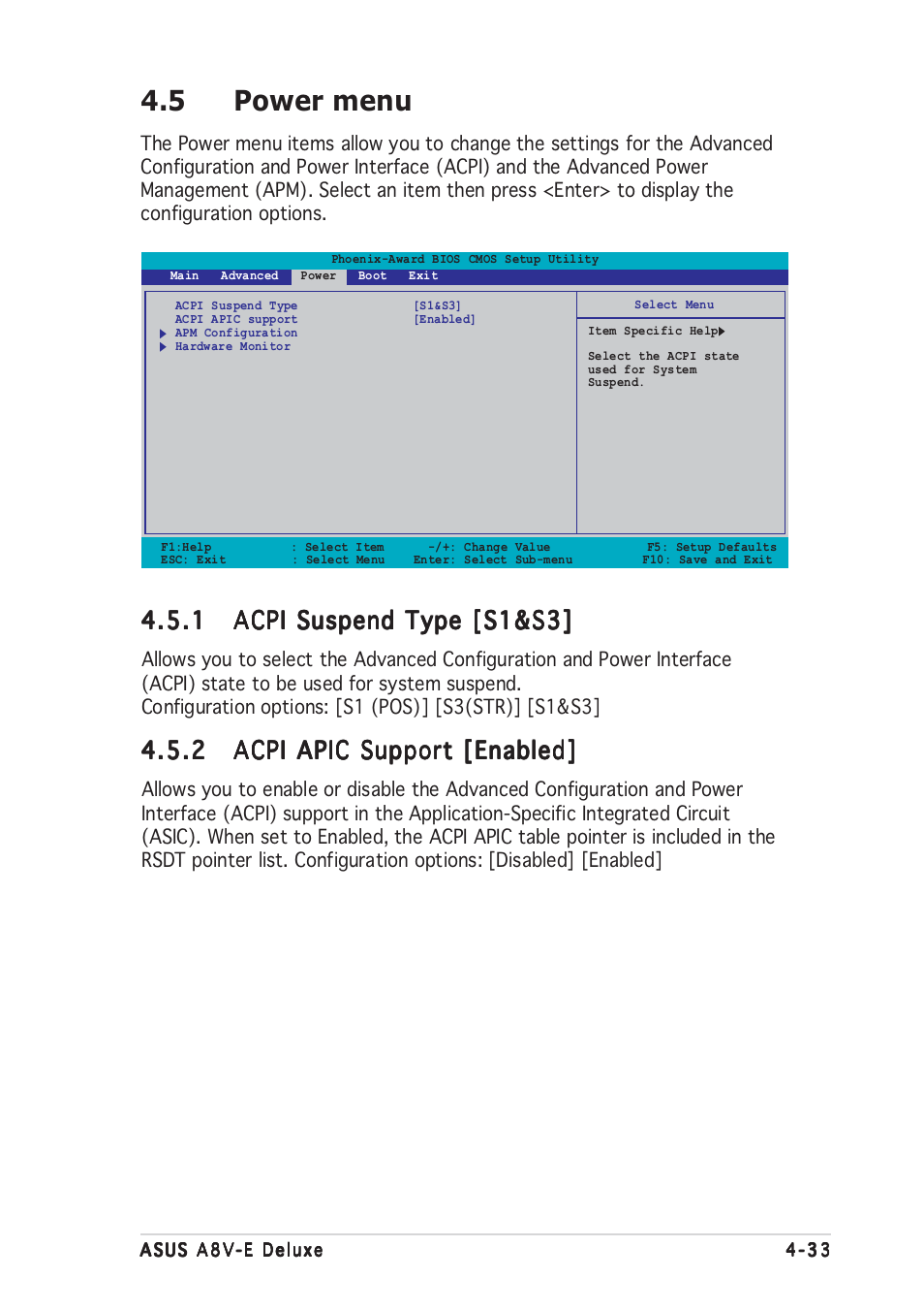 5 power menu | Asus A8V-E User Manual | Page 99 / 142