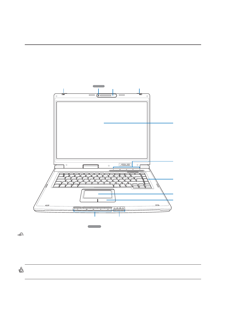 Top side, Knowing the parts, Display panel latches | Asus E2239 User Manual | Page 16 / 78