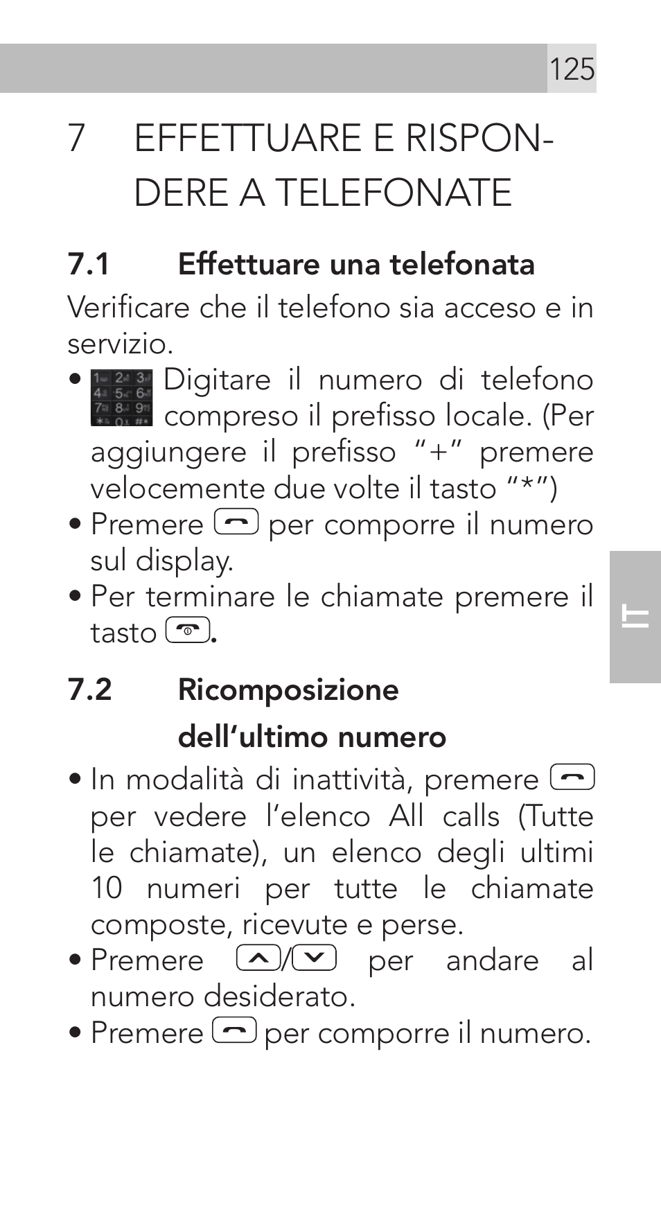 7 effettuare e rispon- dere a telefonate | AEG Voxtel M311 User Manual | Page 125 / 216
