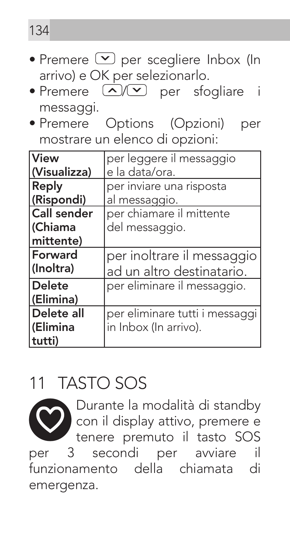 11 tasto sos | AEG Voxtel M311 User Manual | Page 134 / 216