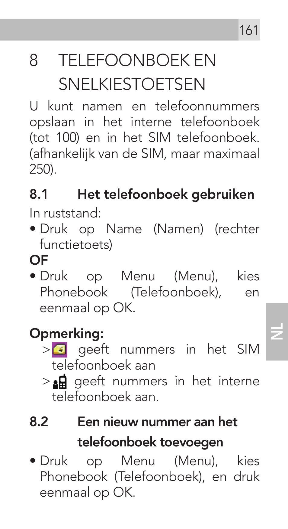 8 telefoonboek en snelkiestoetsen | AEG Voxtel M311 User Manual | Page 161 / 216