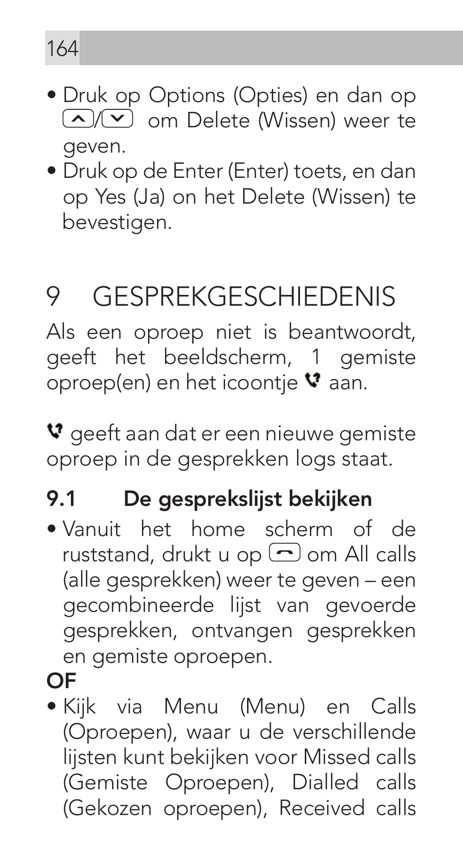 9 gesprekgeschiedenis | AEG Voxtel M311 User Manual | Page 164 / 216