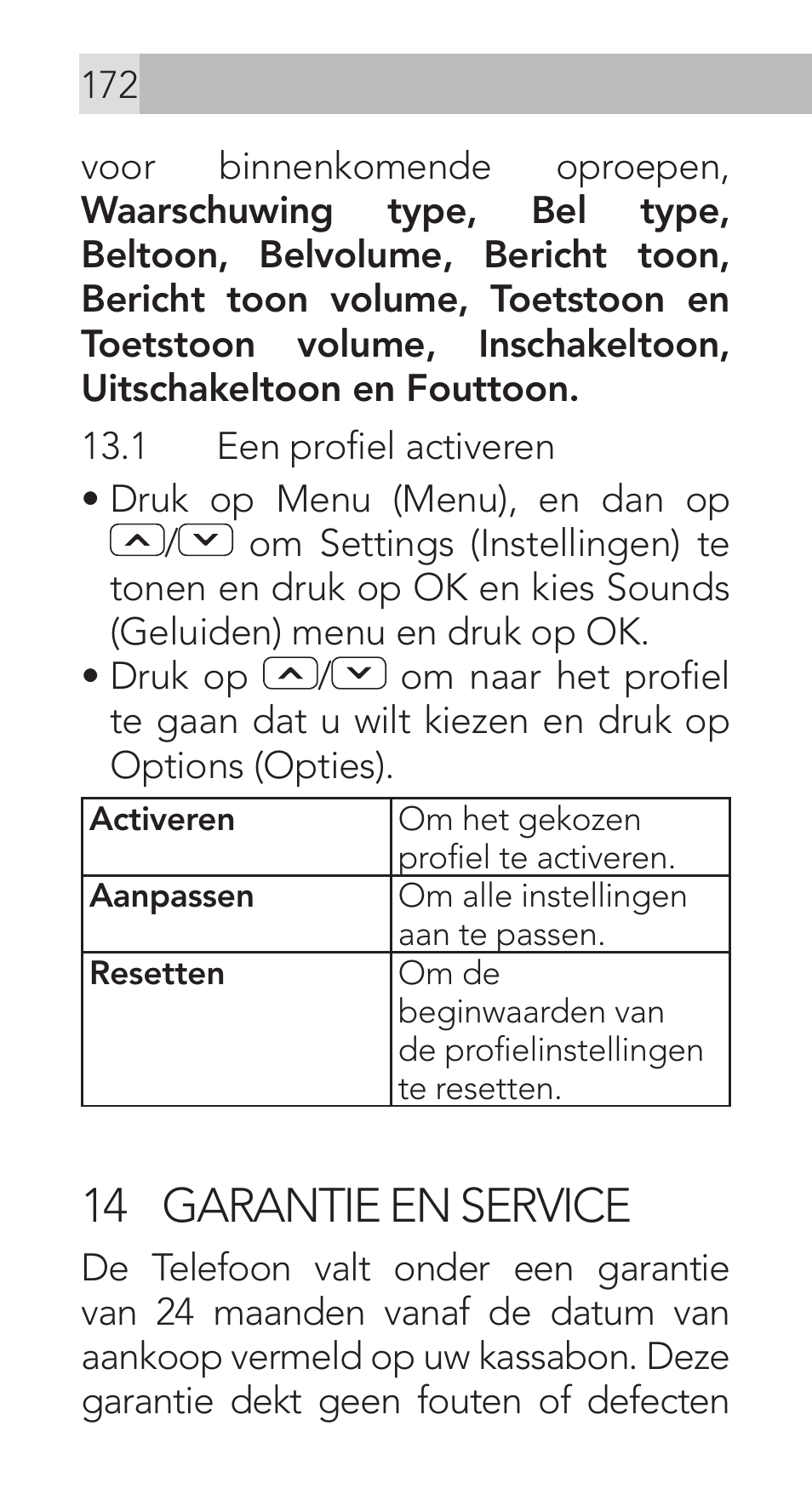 14 garantie en service | AEG Voxtel M311 User Manual | Page 172 / 216