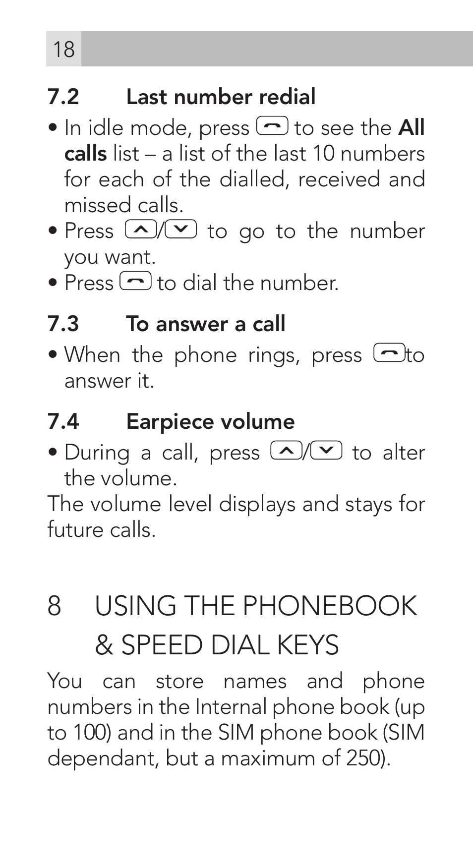 8 using the phonebook & speed dial keys | AEG Voxtel M311 User Manual | Page 18 / 216
