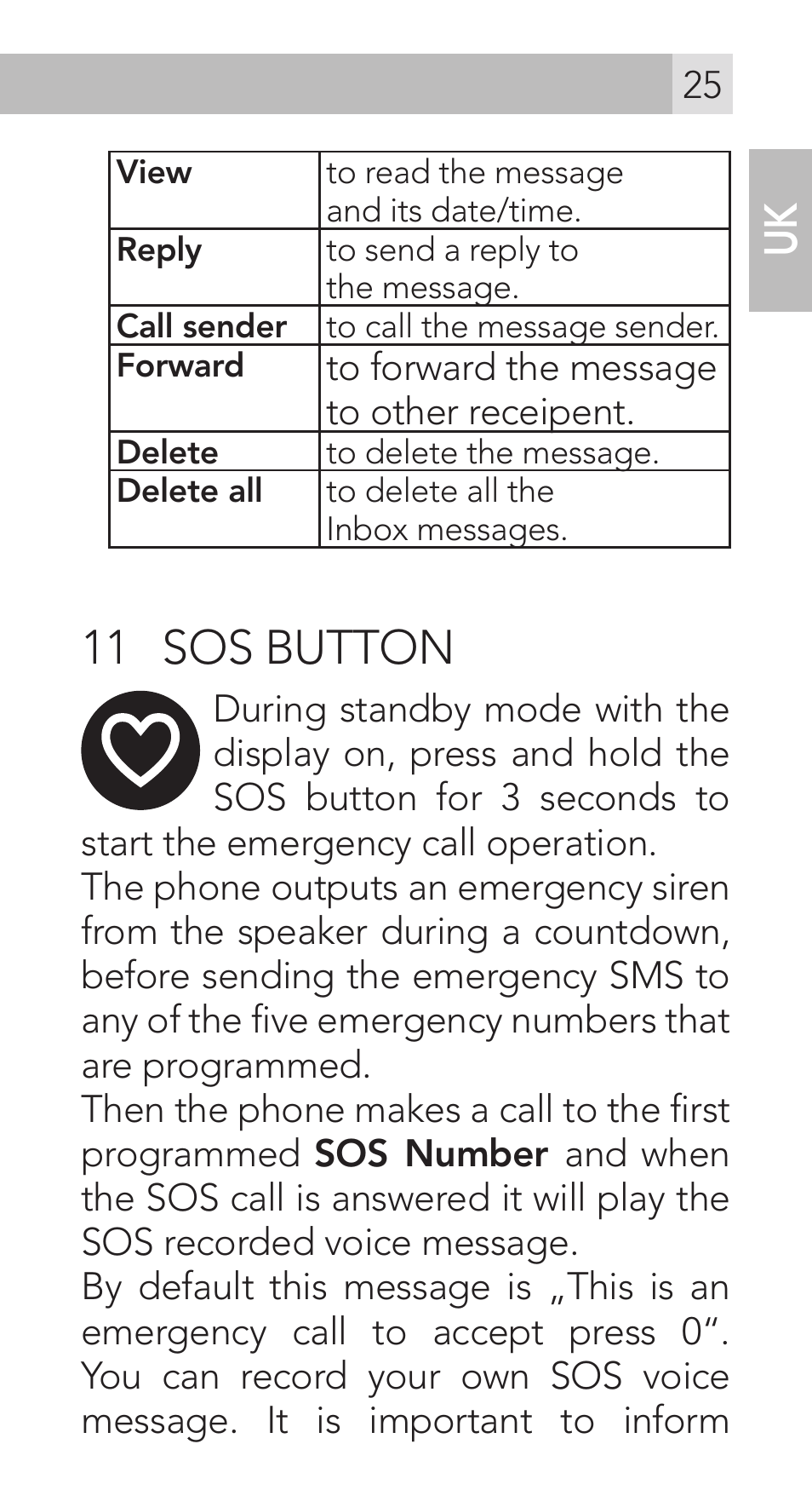 11 sos button | AEG Voxtel M311 User Manual | Page 25 / 216