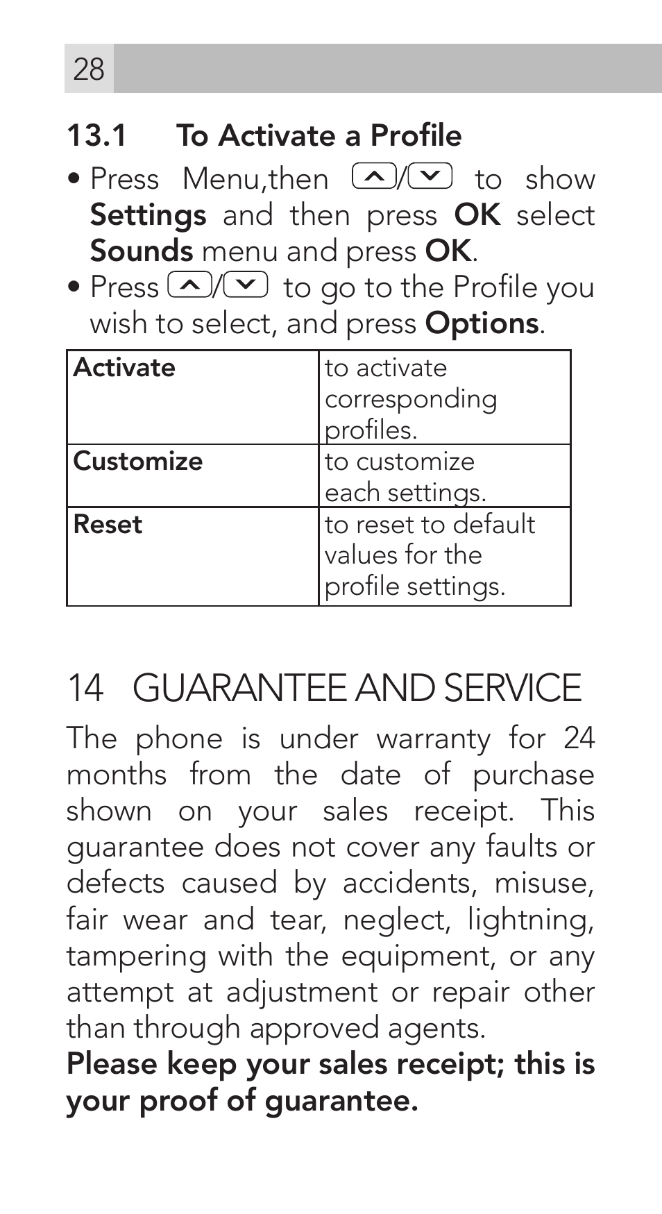14 guarantee and service | AEG Voxtel M311 User Manual | Page 28 / 216