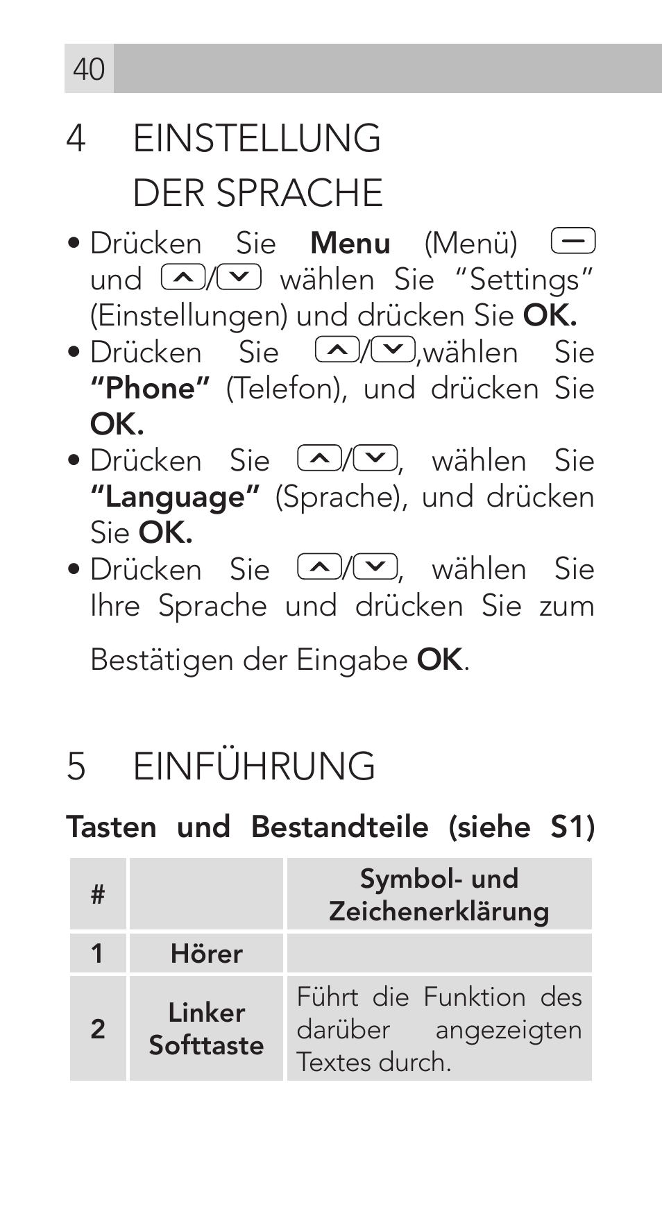 4 einstellung der sprache, 5 einführung | AEG Voxtel M311 User Manual | Page 40 / 216