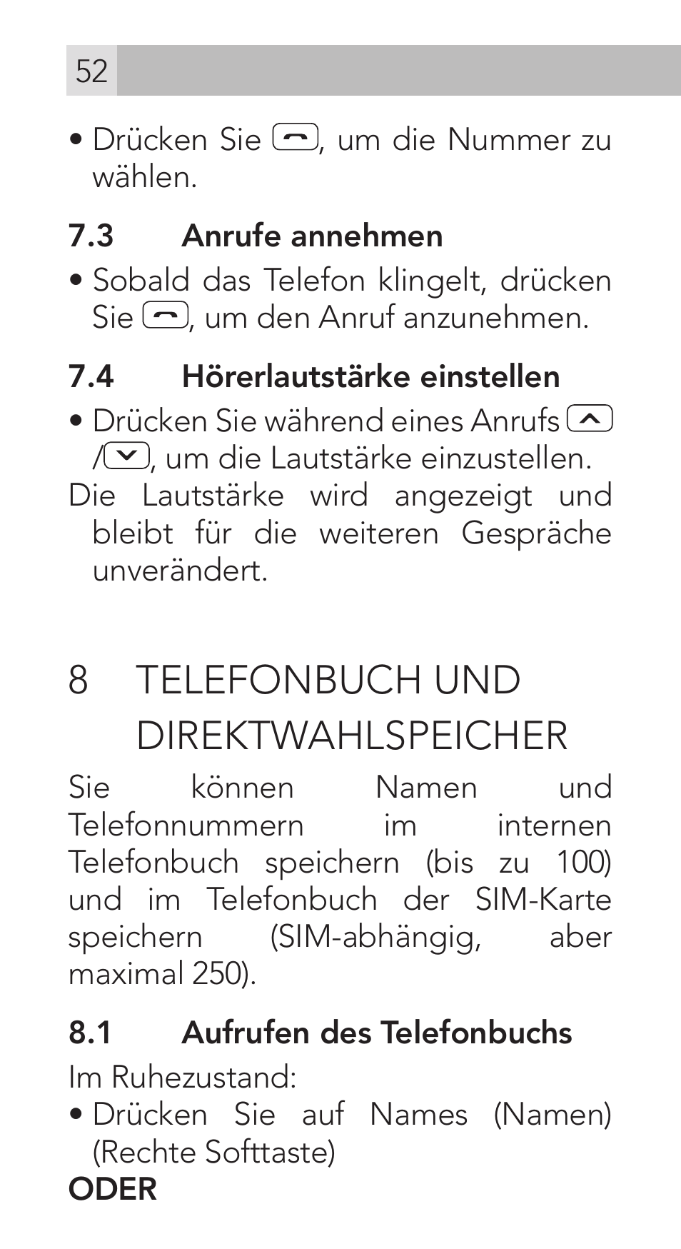 8 telefonbuch und direktwahlspeicher | AEG Voxtel M311 User Manual | Page 52 / 216