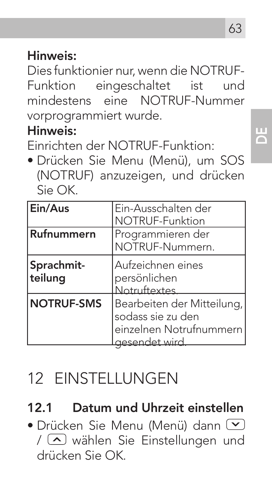 12 einstellungen | AEG Voxtel M311 User Manual | Page 63 / 216