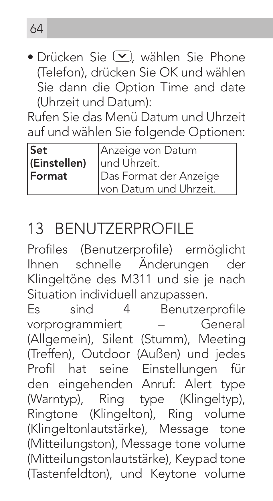 13 benutzerprofile | AEG Voxtel M311 User Manual | Page 64 / 216