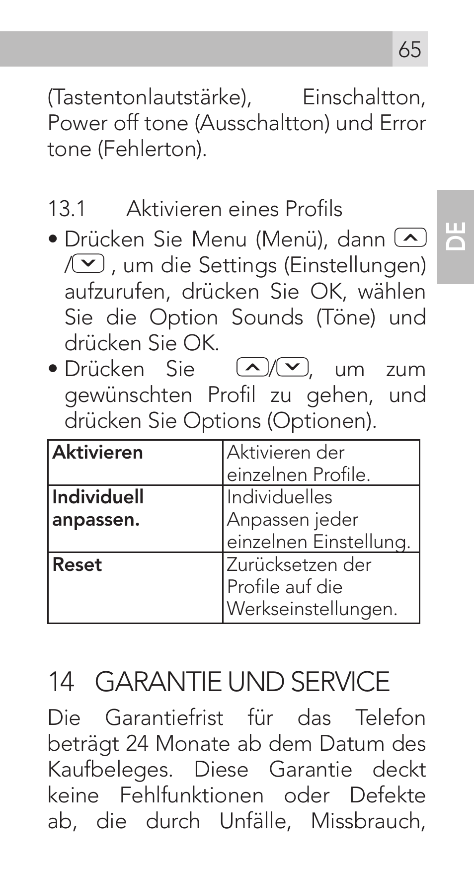14 garantie und service | AEG Voxtel M311 User Manual | Page 65 / 216