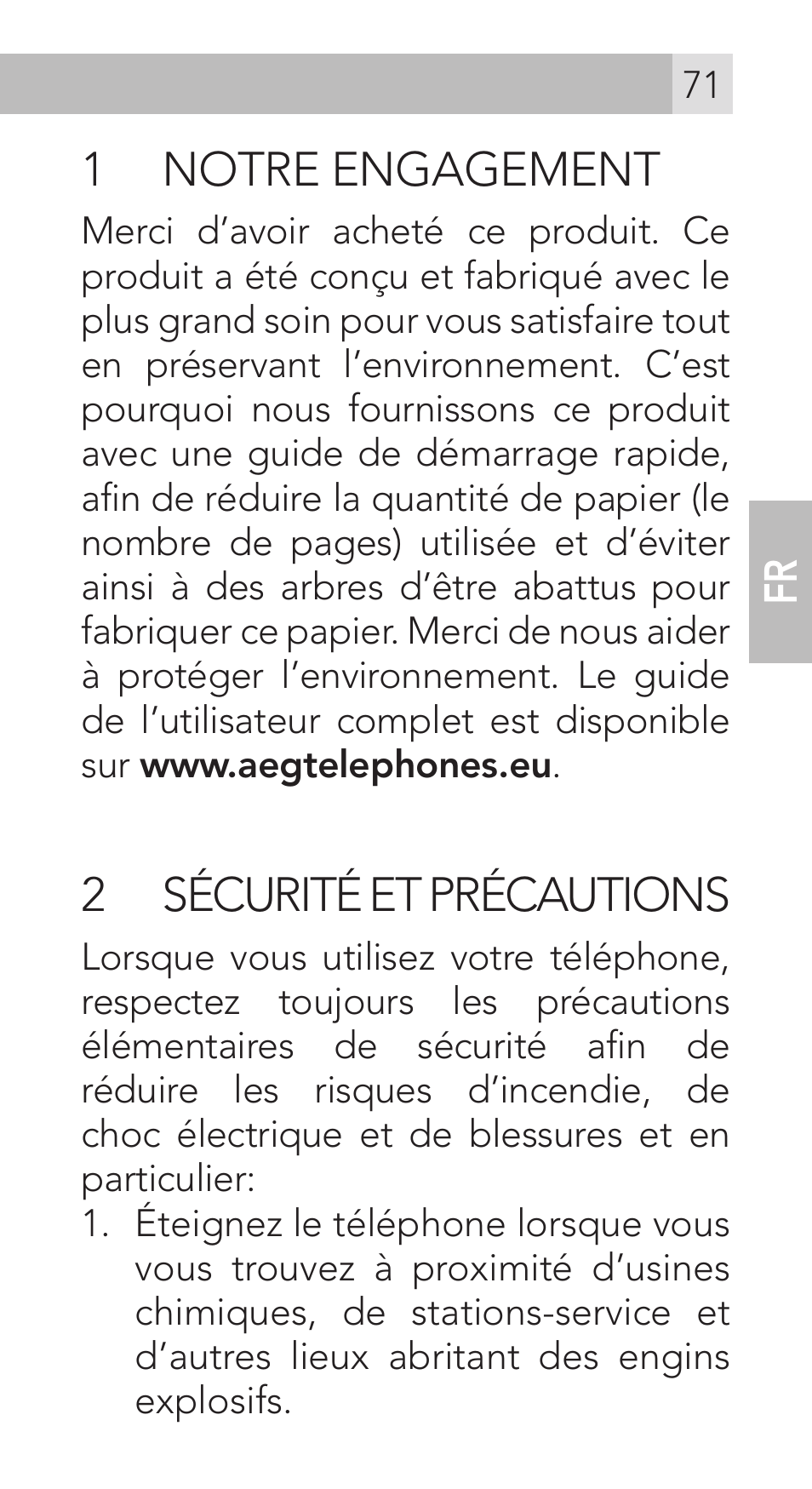 1 notre engagement, 2 sécurité et précautions | AEG Voxtel M311 User Manual | Page 71 / 216