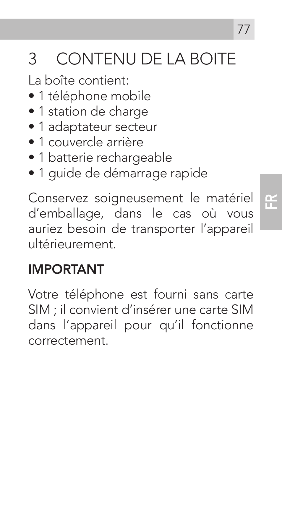 3 contenu de la boite | AEG Voxtel M311 User Manual | Page 77 / 216