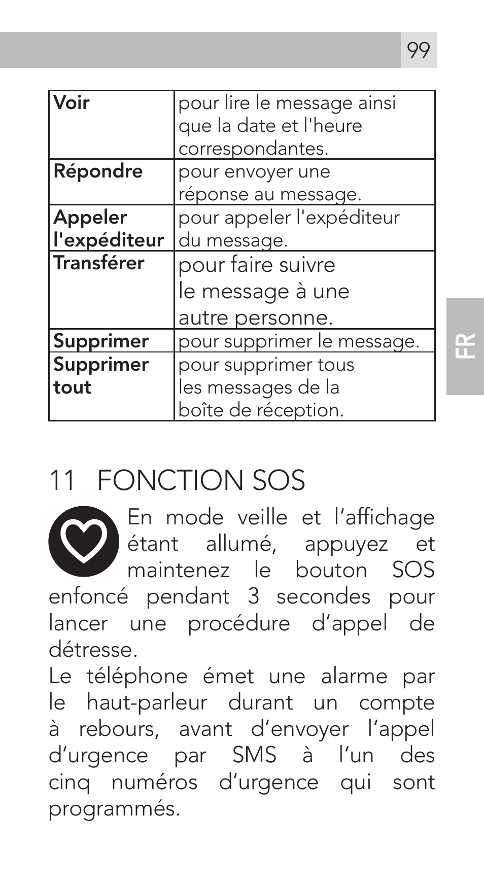 11 fonction sos | AEG Voxtel M311 User Manual | Page 99 / 216