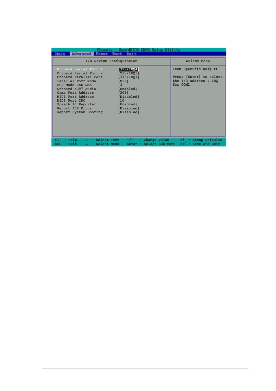 3 i/o device configuration, Onboard parallel port [378/irq7, Parallel port mode [spp | Ecp mode use dma [3 | Asus DELUXE P4R800-V User Manual | Page 85 / 124