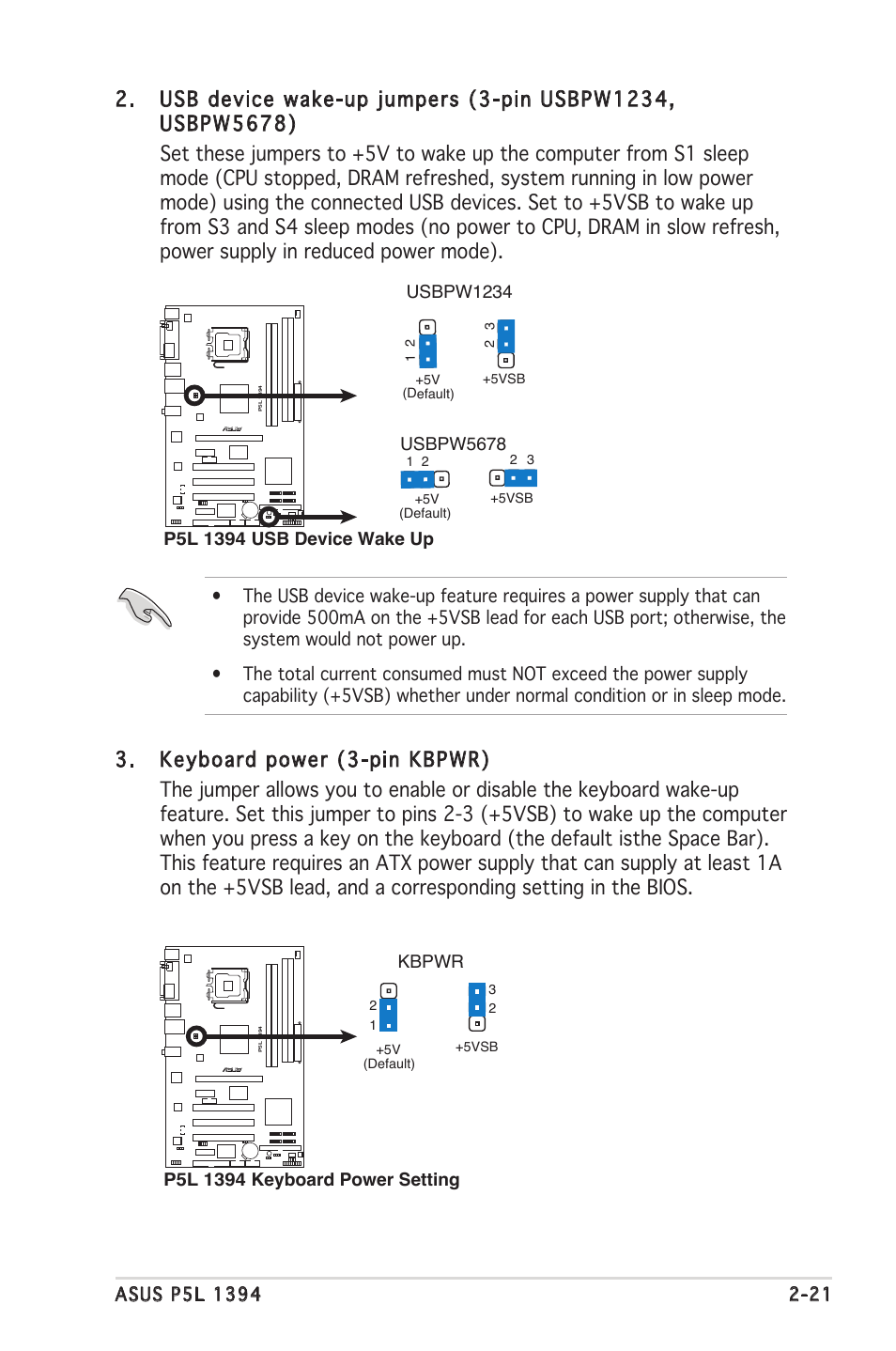 Kbpwr, Usbpw1234, Usbpw5678 | Asus P5L 1394 User Manual | Page 41 / 120