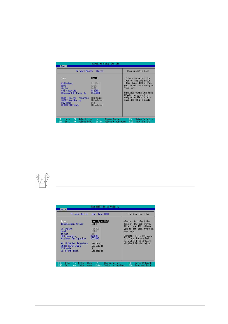 1 primary and secondary master/slave | Asus P4BGV-MX User Manual | Page 39 / 60