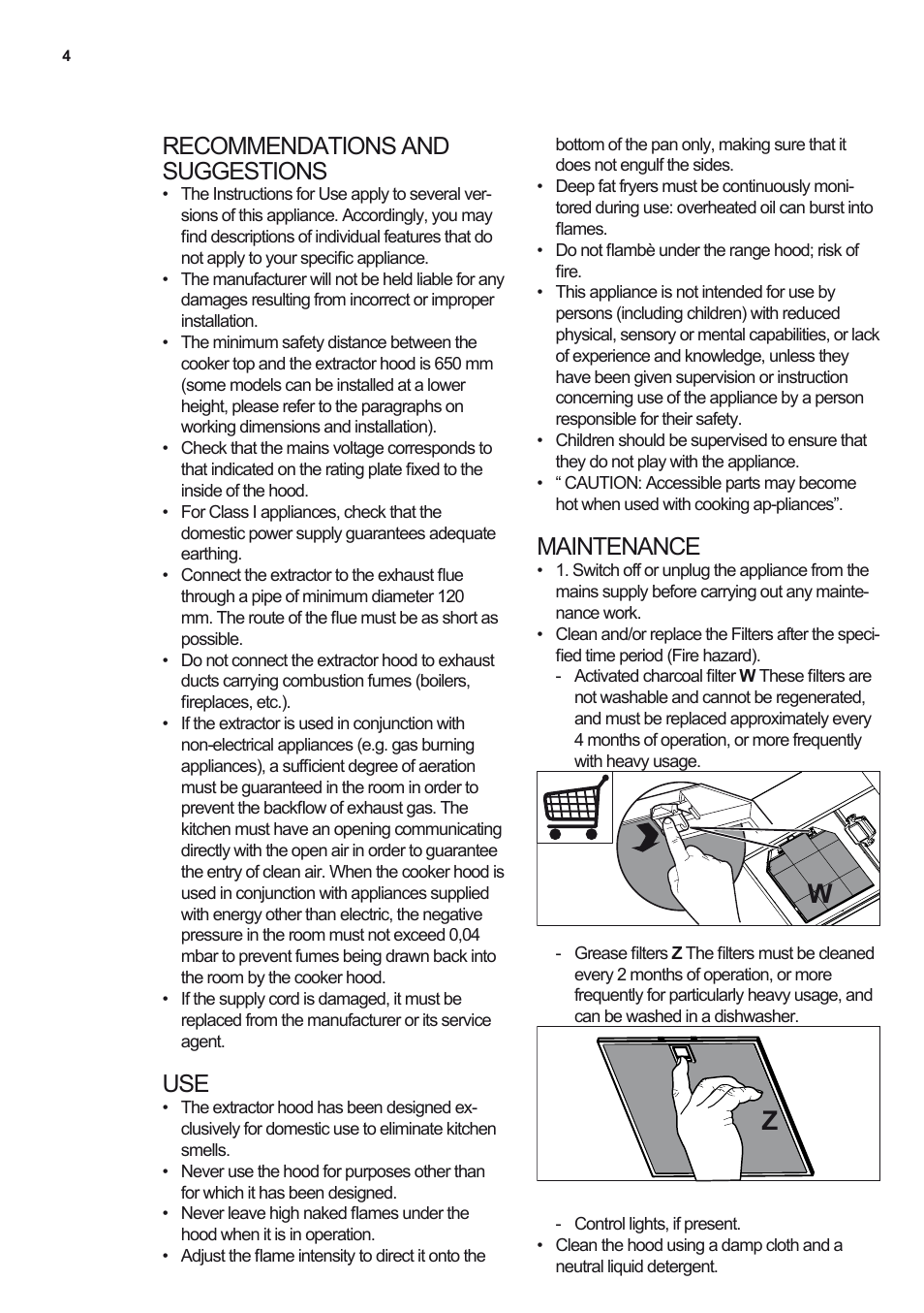 Recommendations and suggestions, Maintenance | AEG X59143MD0 User Manual | Page 4 / 8