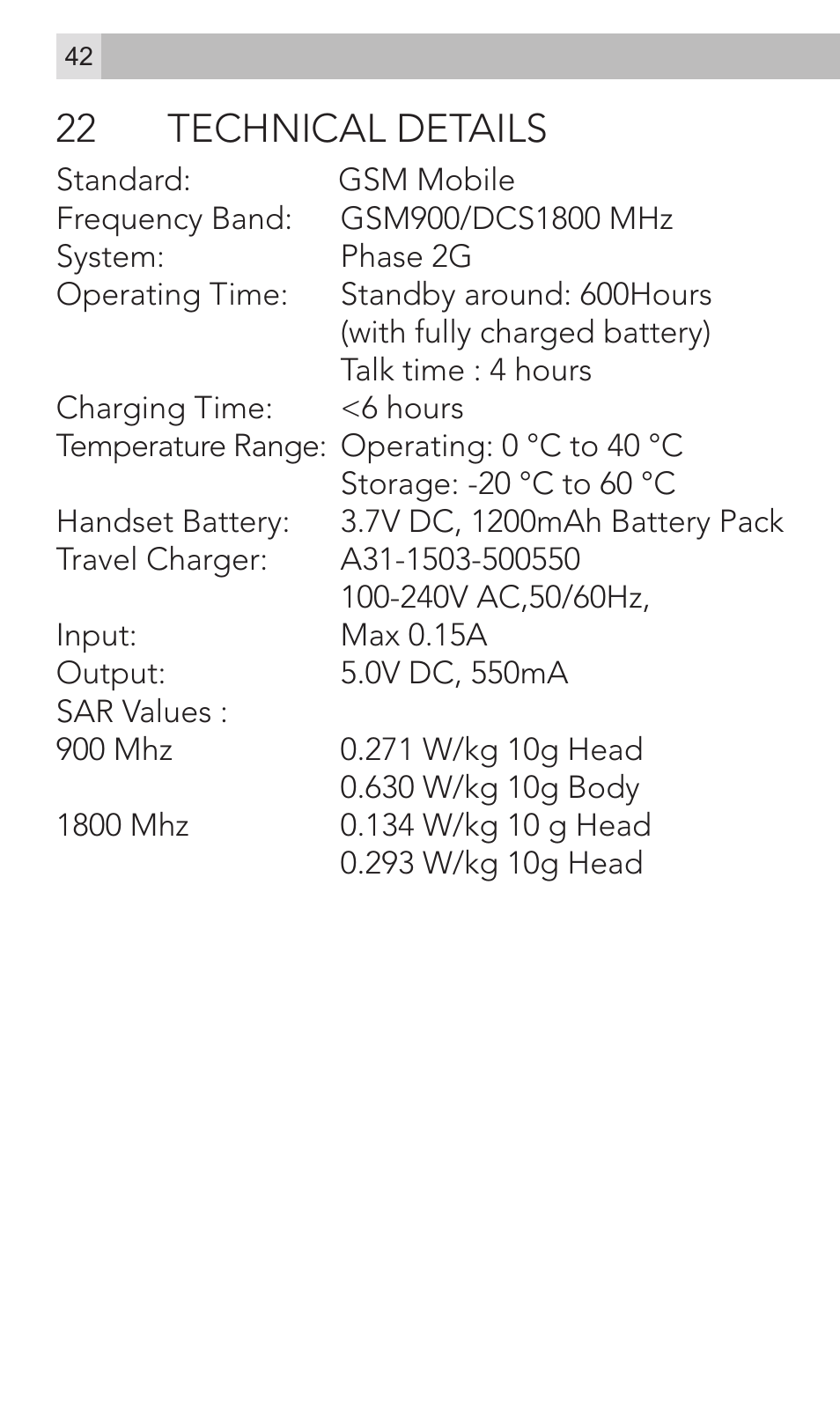 22 technical details | AEG Voxtel M800 User Manual | Page 42 / 48