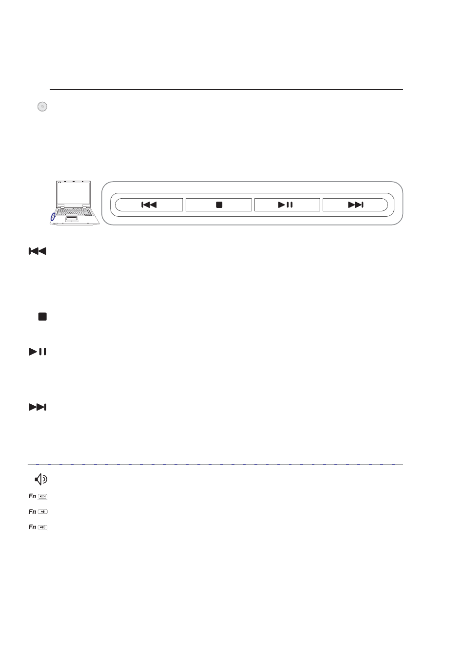 Cd player control buttons and indicator | Asus E1916 User Manual | Page 34 / 72