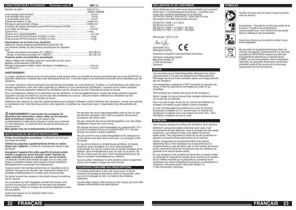Français | AEG BBH 12 User Manual | Page 12 / 37