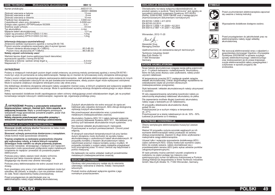 Polski | AEG BBH 12 User Manual | Page 25 / 37
