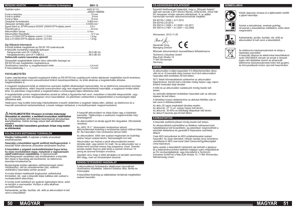 Magyar | AEG BBH 12 User Manual | Page 26 / 37