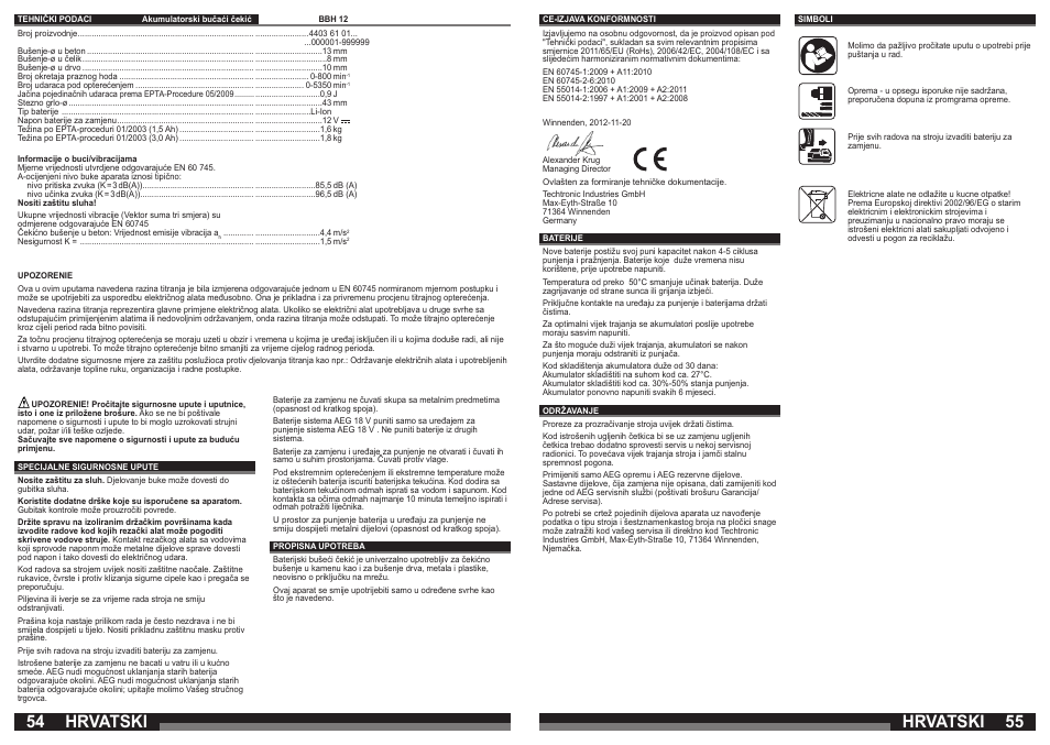 Hrvatski | AEG BBH 12 User Manual | Page 28 / 37