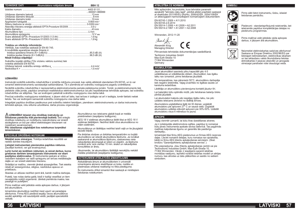 Latviski | AEG BBH 12 User Manual | Page 29 / 37