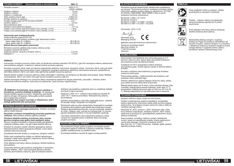 Lietuviškai | AEG BBH 12 User Manual | Page 30 / 37