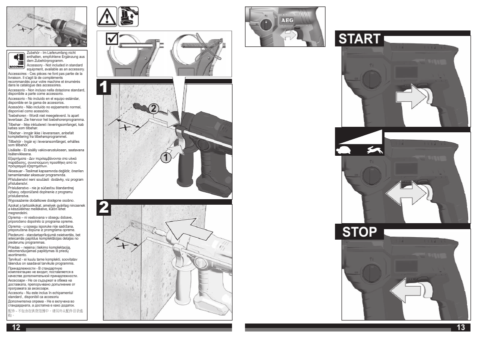 Start stop | AEG BBH 12 User Manual | Page 7 / 37