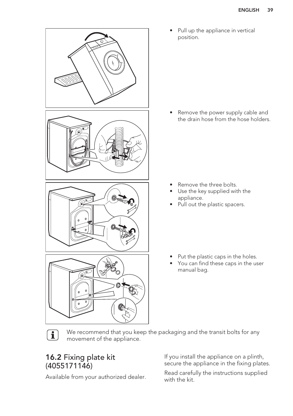 2 fixing plate kit (4055171146) | AEG T65170AV User Manual | Page 39 / 48