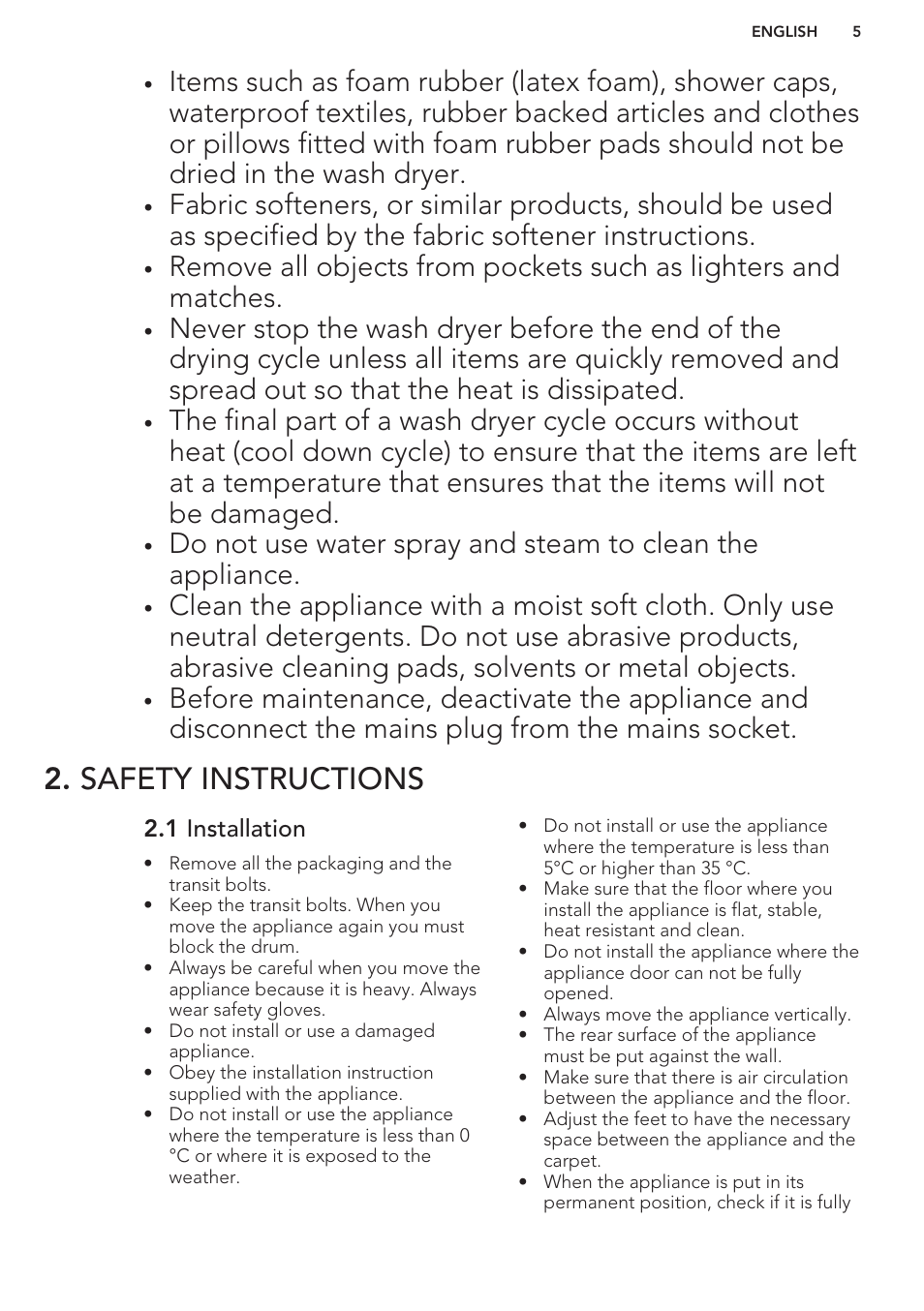 Safety instructions, 1 installation | AEG T65170AV User Manual | Page 5 / 48