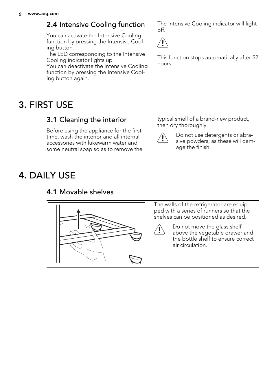 First use, Daily use | AEG SKS78840F0 User Manual | Page 6 / 16