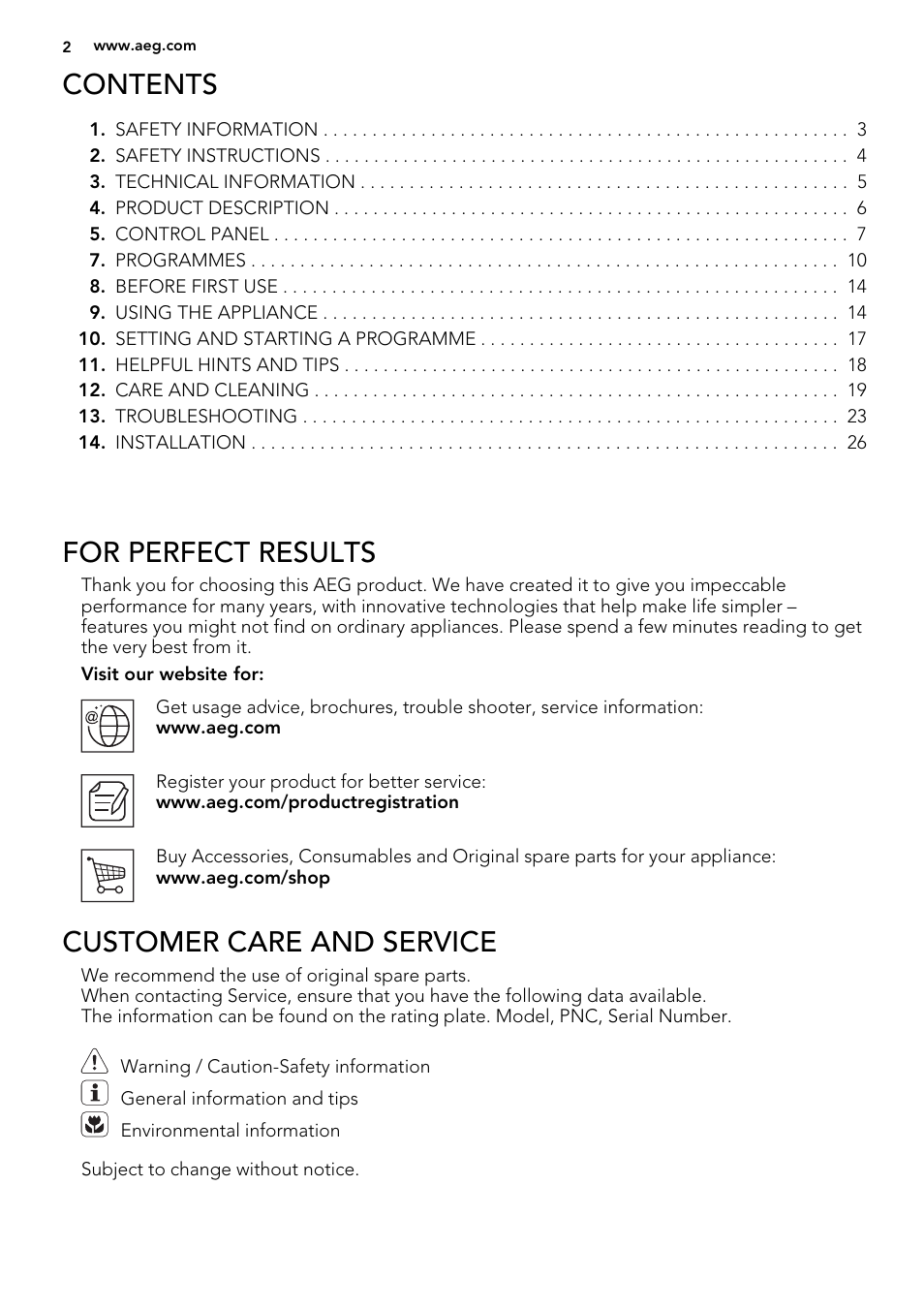 AEG L76285FL User Manual | Page 2 / 36