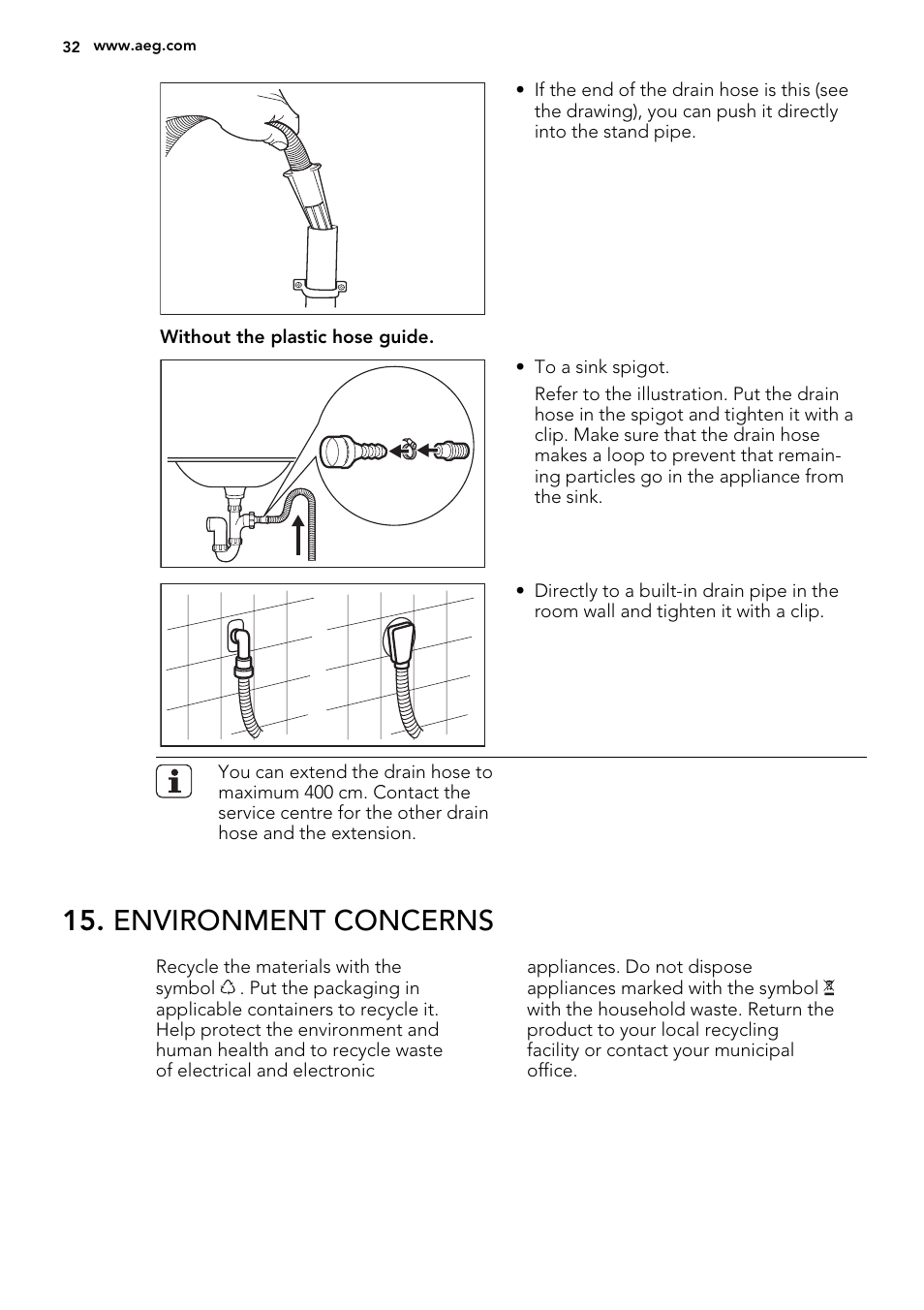 Environment concerns | AEG L76285FL User Manual | Page 32 / 36