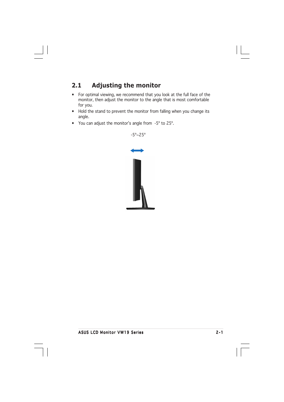 1 adjusting the monitor | Asus VW191D User Manual | Page 10 / 16